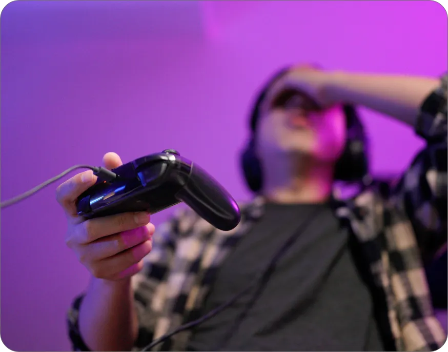 Gamer holding a controller